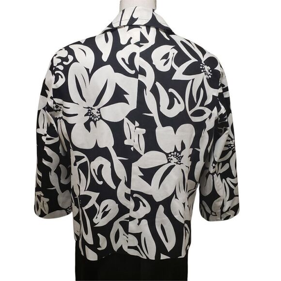 Patricr Christopher White Black Floral One Button Jacket Sz 14 - Picture 3 of 14
